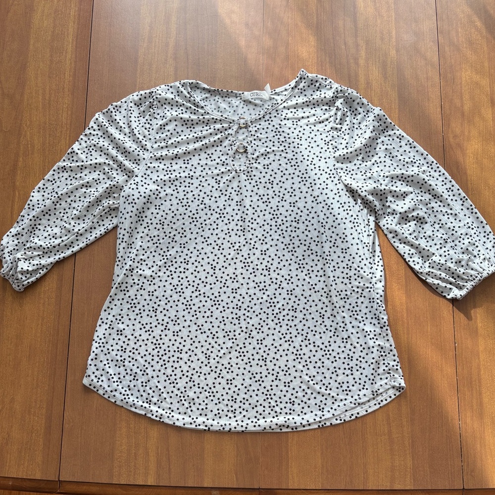 Elegant Black and White Polka Dot Blouse